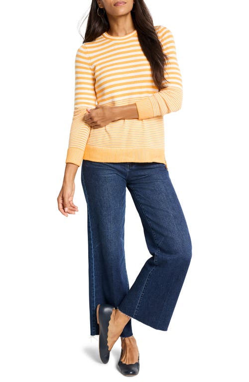 Nic + Zoe Nic+zoe Stripe High-low Cotton Blend Sweater In Orange Multi