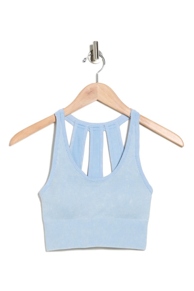 Stone Wash Rib Seamless Day Sports Bra, Alternate, color, BLUE BELL