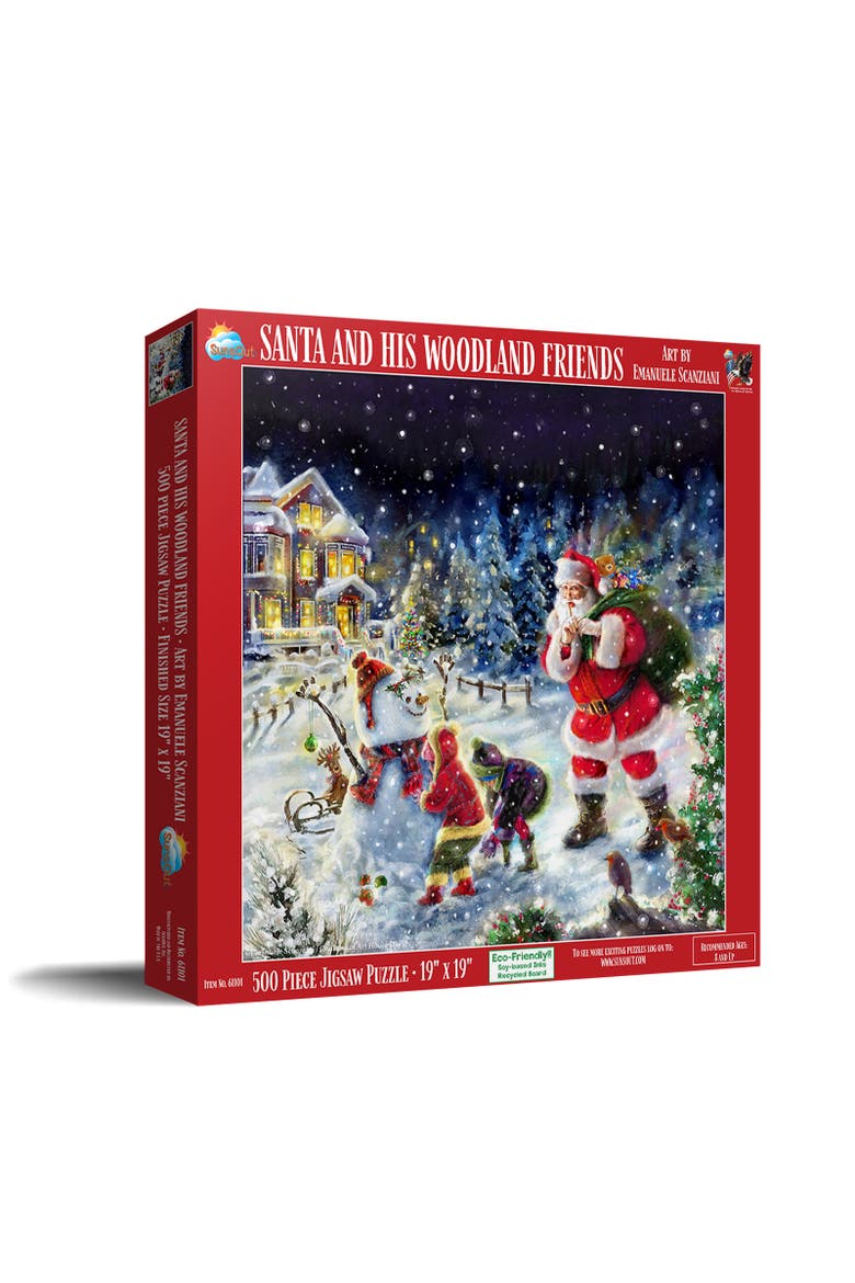 Santa and his Woodland Friends 500 piece Jigsaw Puzzle for Adults, Main, color, Multicolor