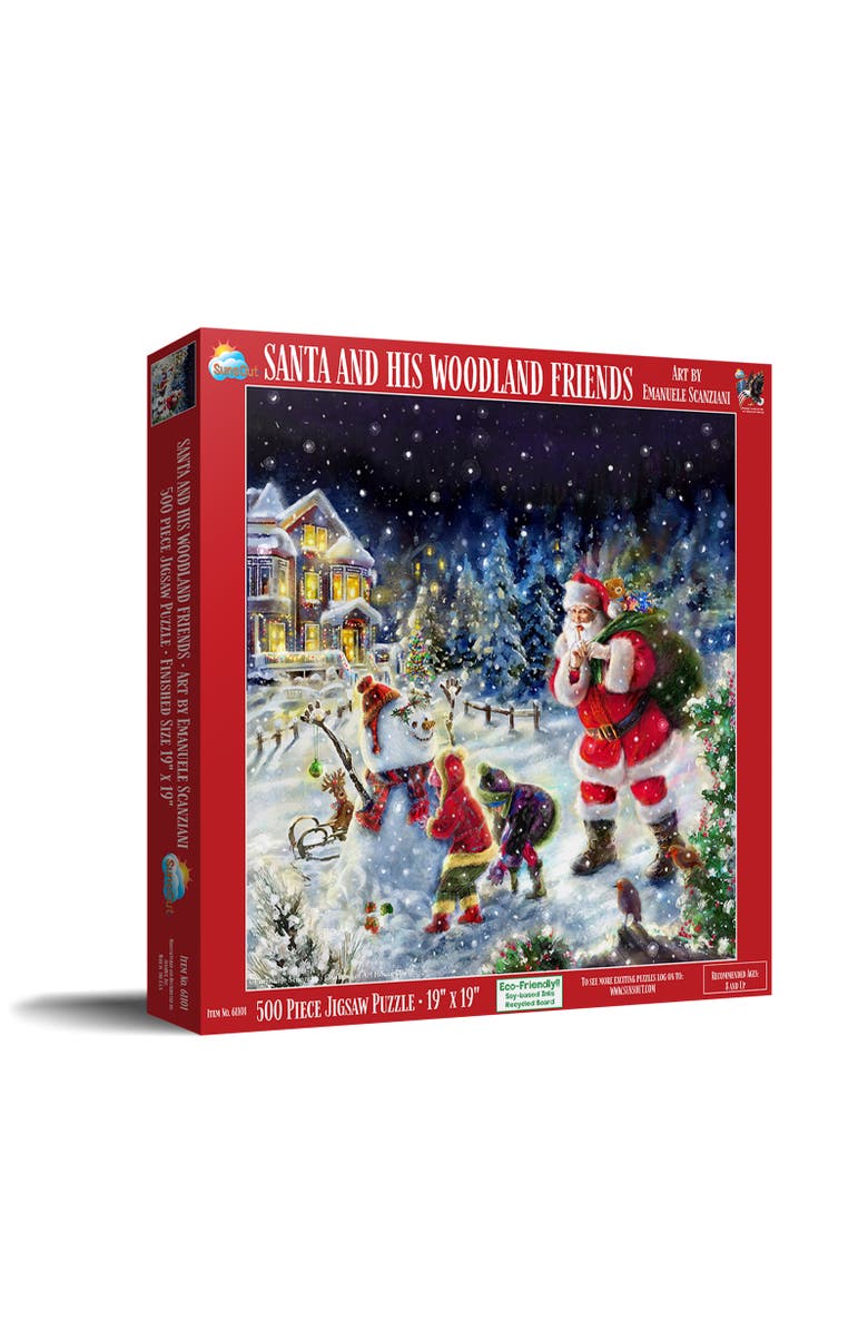 Sunsout Santa and his Woodland Friends 500 piece Jigsaw Puzzle for Adults, Main, color, Multicolor