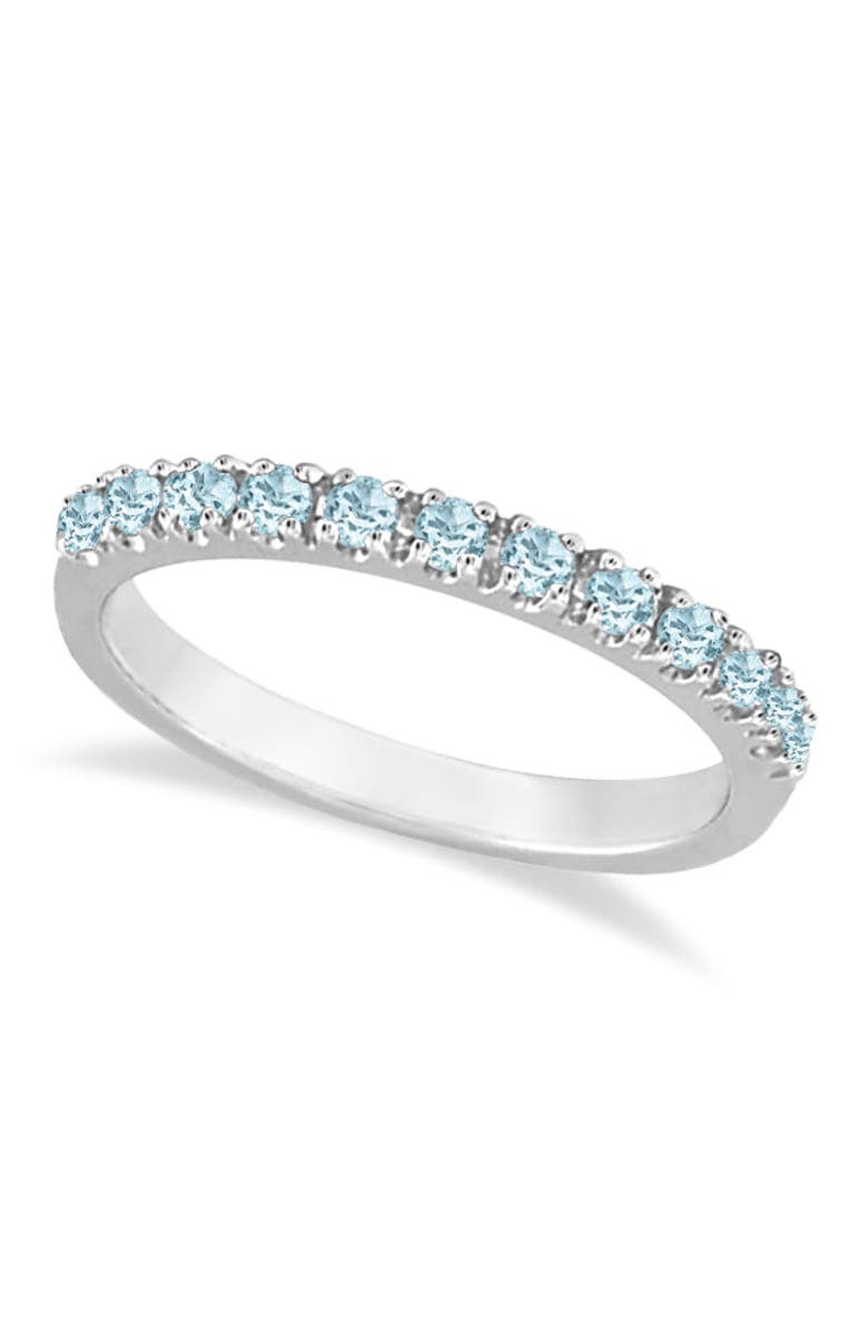 ALLUREZ Aquamarine Stackable Ring Anniversary Band in 14k, Main, color, White Gold