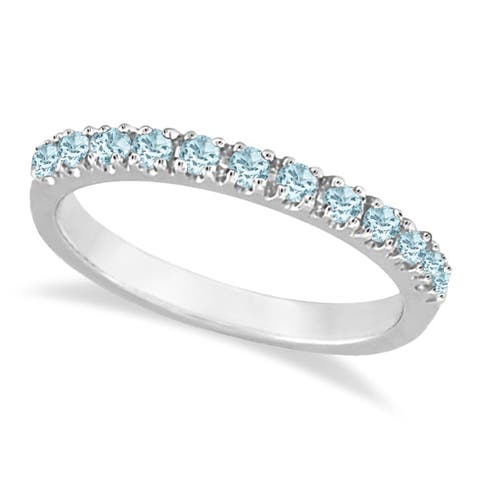 Aquamarine Stackable Ring Anniversary Band in 14k