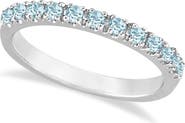 ALLUREZ Aquamarine Stackable Ring Anniversary Band in 14k