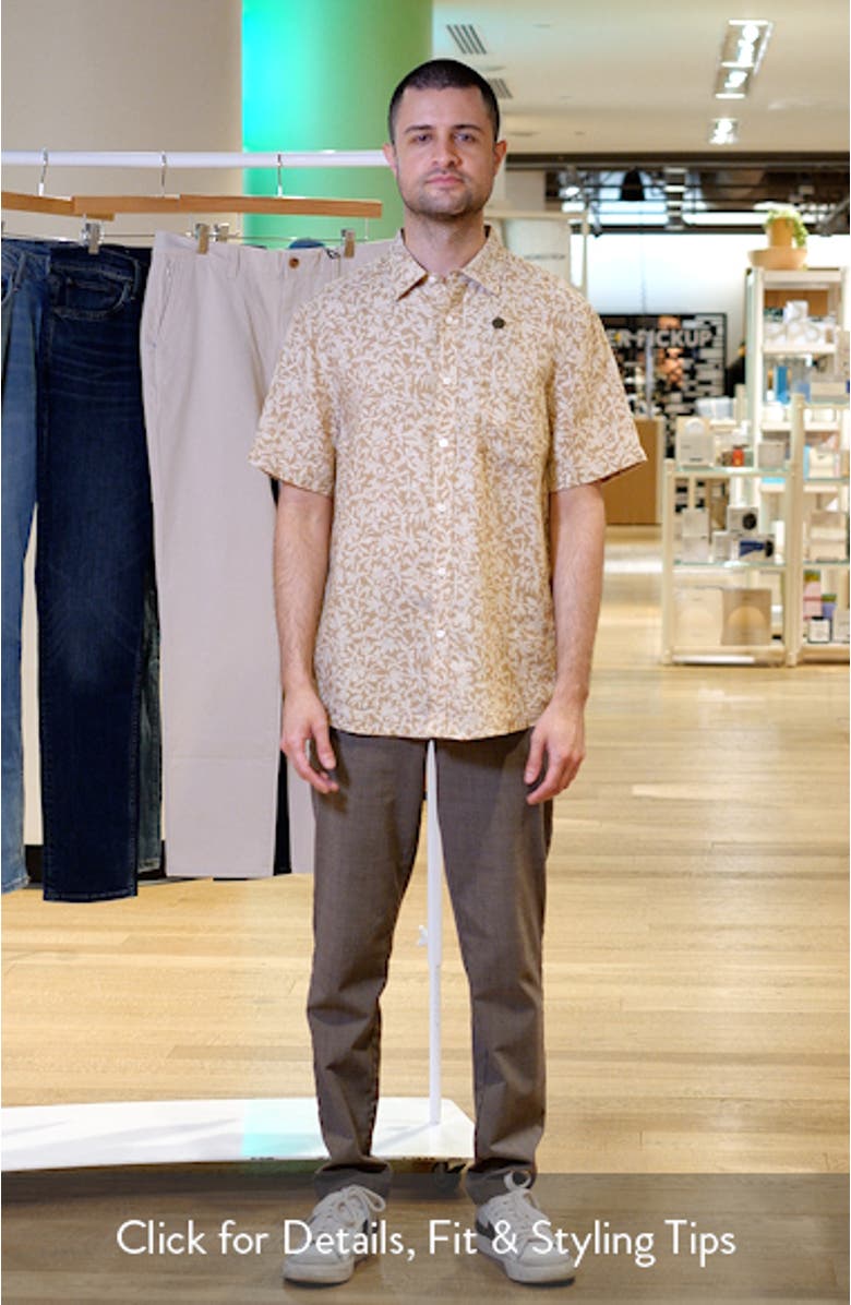 Shadows Short Sleeve Linen Button Front Shirt, sales video thumbnail