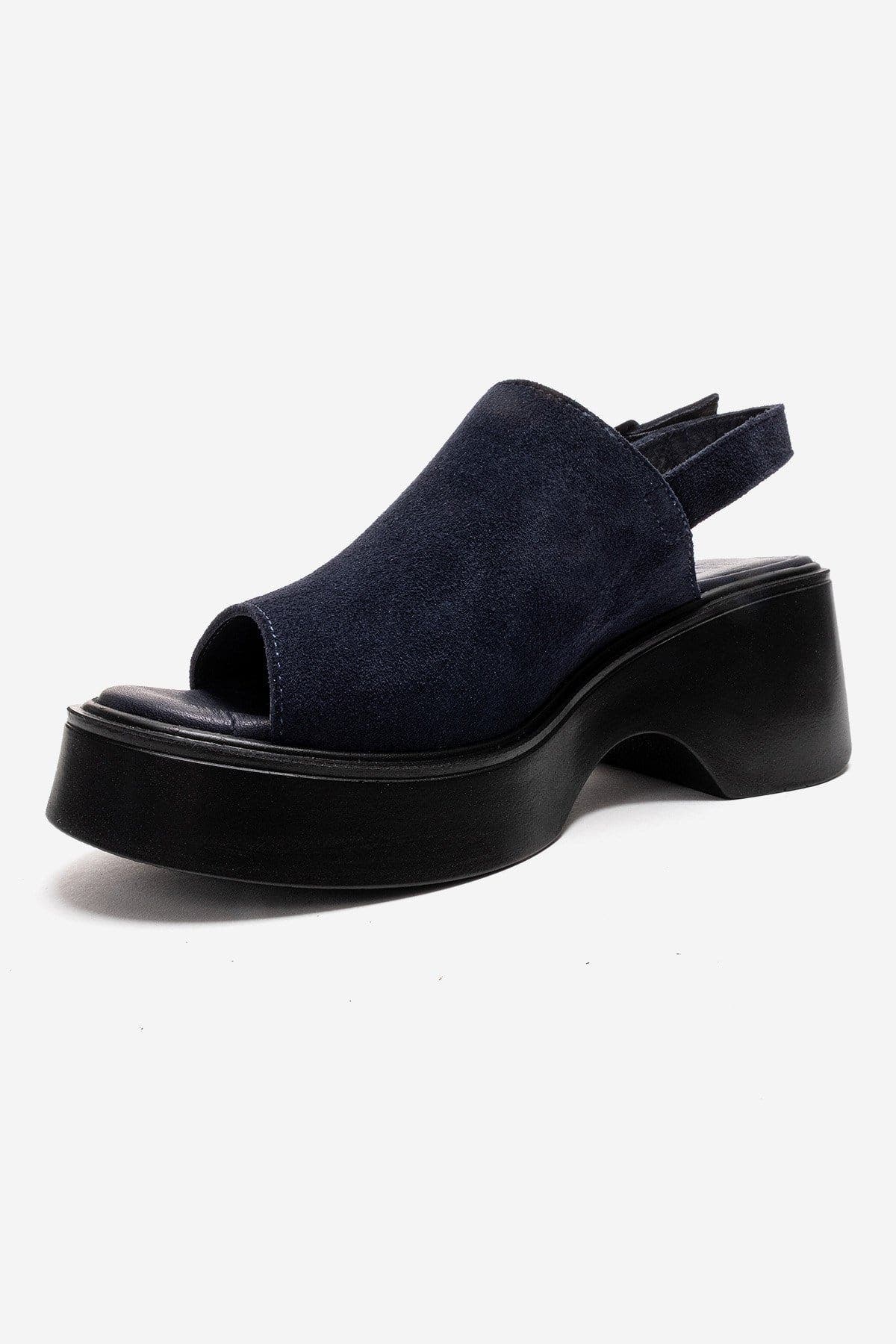 Power Leather Platform Wedge Sandal, Alternate, color, Navy Suede