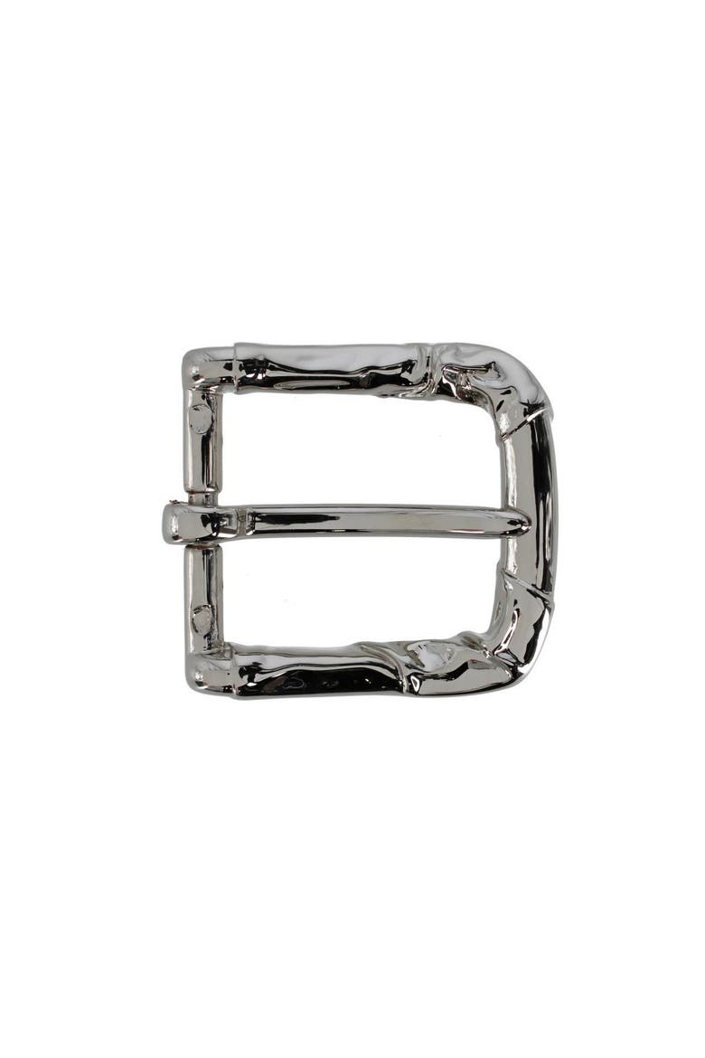35mm Italian Rippled Textured Solid Brass Harness Belt Buckle, Main, color, Shiny Nickel