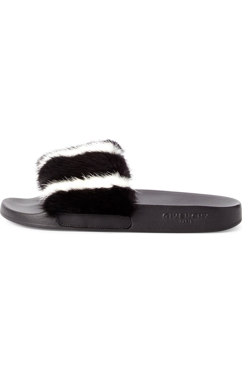 Givenchy Genuine Mink Fur Slide Sandal, Alternate, color,