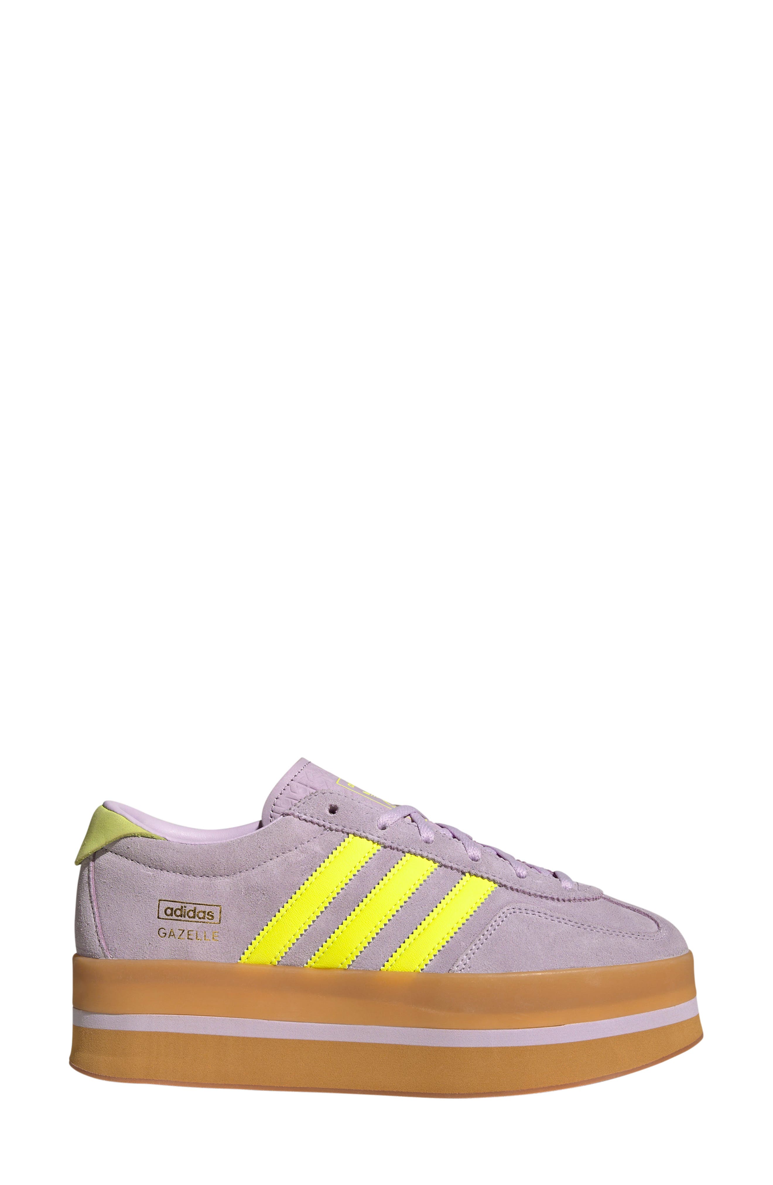 adidas Gazelle Stack Platform Sneaker, Alternate, color, Ice Lavender/ Yellow/ Gum