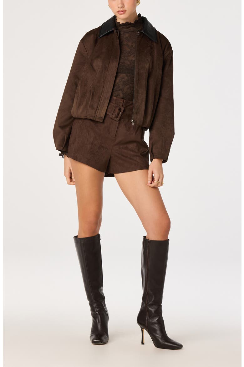 Raevin Faux Suede Jacket, Alternate, color, ESPRESSO
