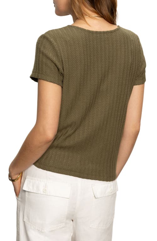 Sanctuary By My Side Tie Hem Pointelle Top In Burnt Olive