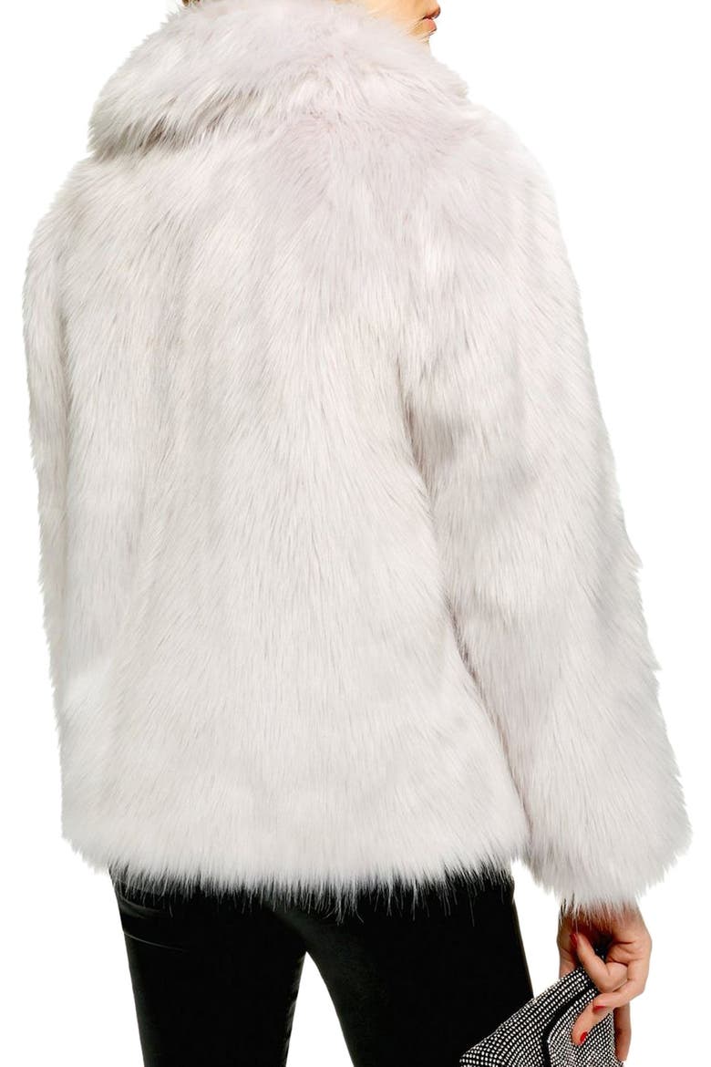 Camille Faux Fur Coat, Alternate, color, LIGHT GREY