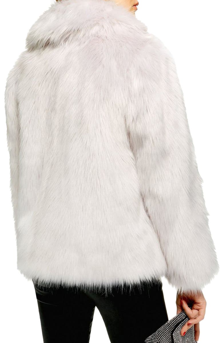 Topshop Camille Faux Fur Coat, Alternate, color,