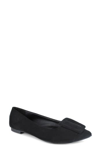 Esprit Patrika Pointed Toe Flat In Black Faux Suede