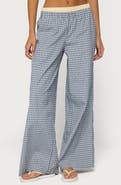 EDIKTED Indya Plaid Pull-On Wide Leg Pants