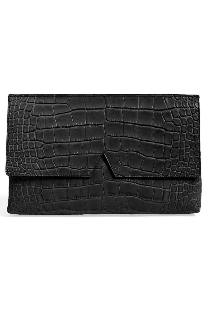 Vince Croc Embossed Leather Clutch, Main, color,