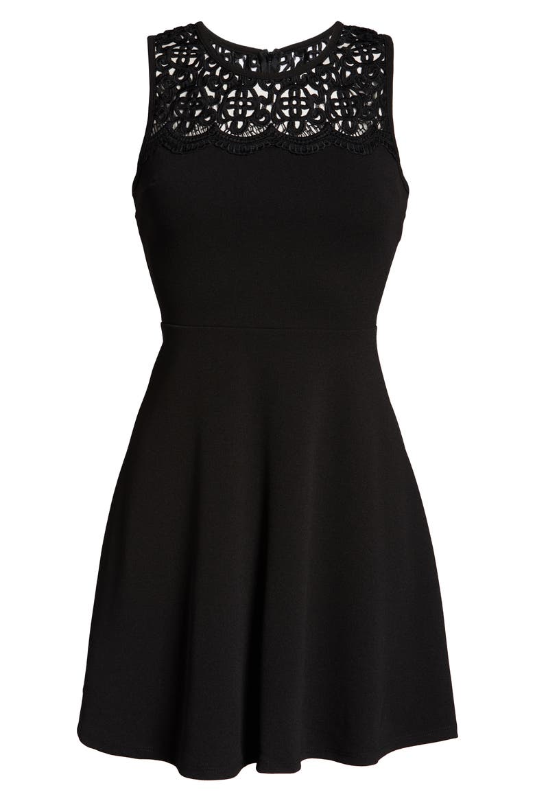 According to Love Lace Skater Dress, Alternate, color, BLACK