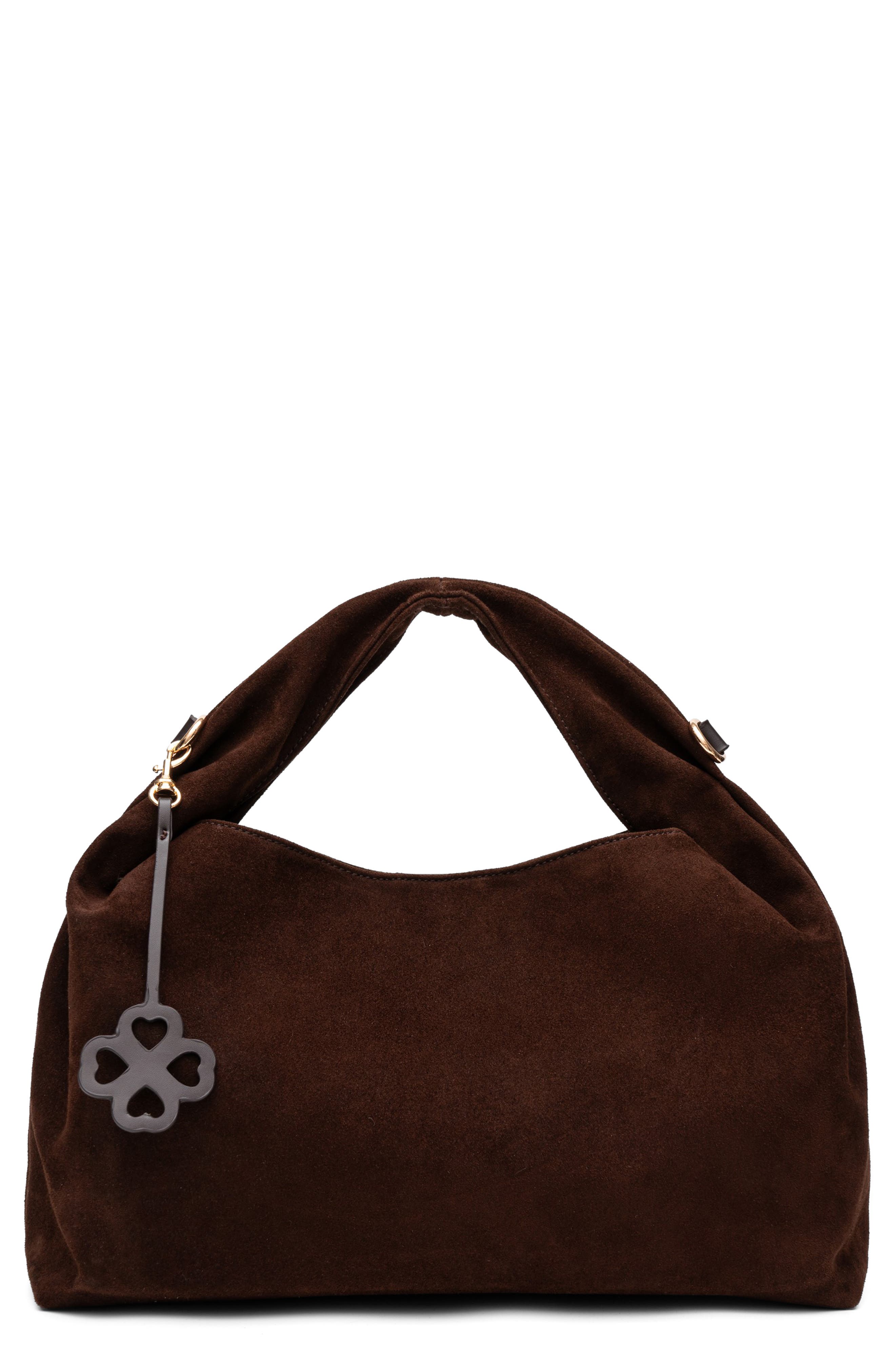 Florence Suede Shoulder Bag, Main, color, CHOCOLATE