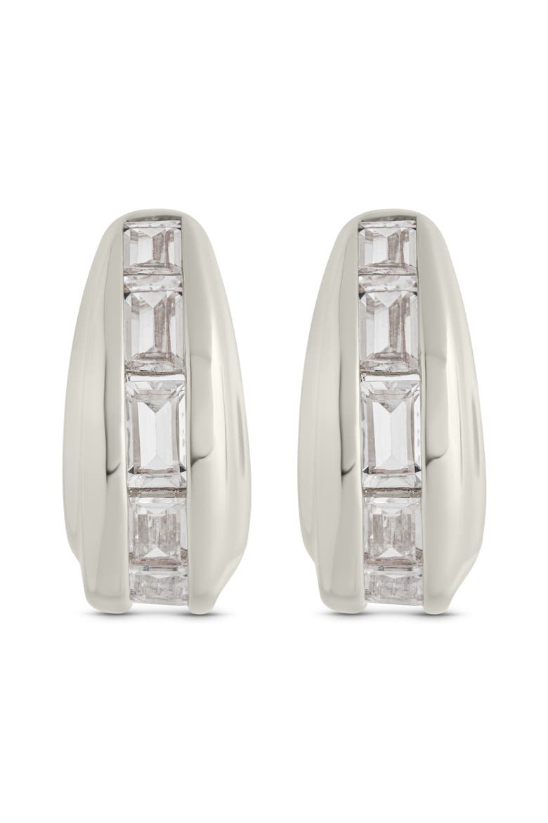 Nola Cubic Zirconia Huggie Hoop Earrings, Alternate, color, SILVER