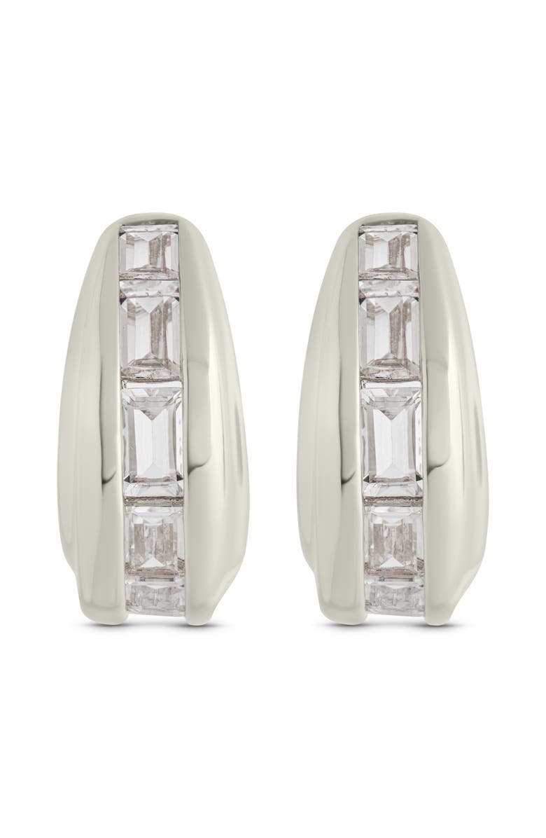 Sterling Forever Nola Cubic Zirconia Huggie Hoop Earrings, Alternate, color, 