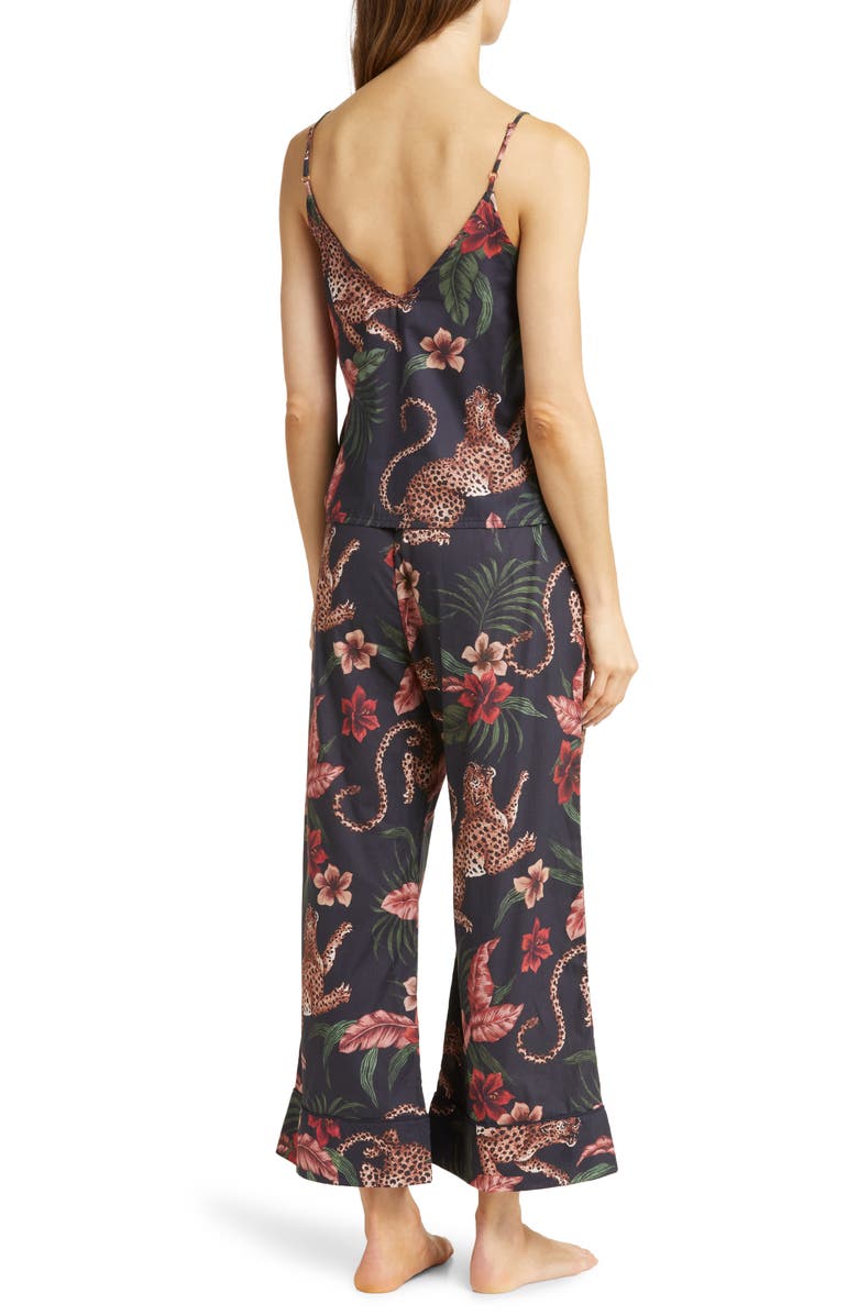Desmond & Dempsey Cheetah Floral Cotton Cami Pajamas, Alternate, color, 