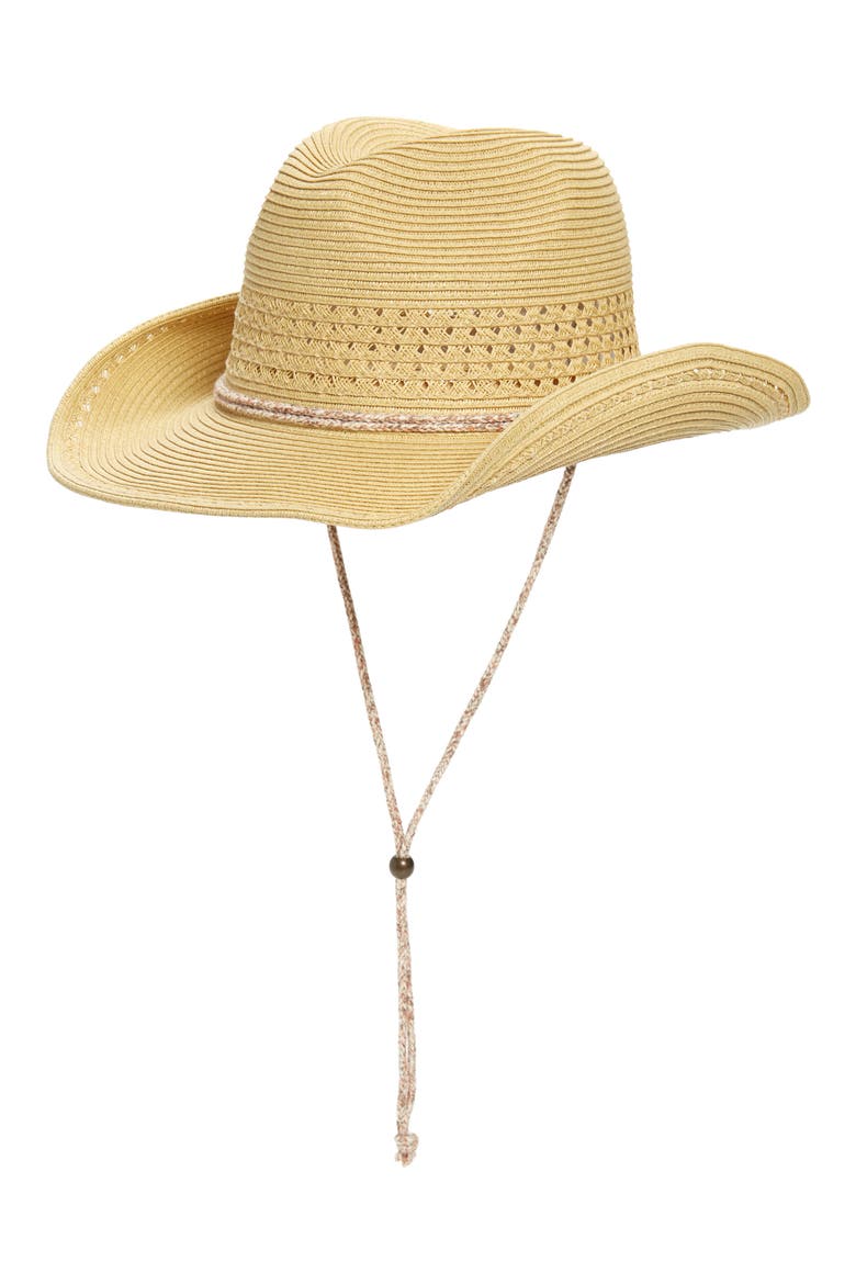Straw Cowboy Hat, Main, color, BEIGE LIGHT COMBO