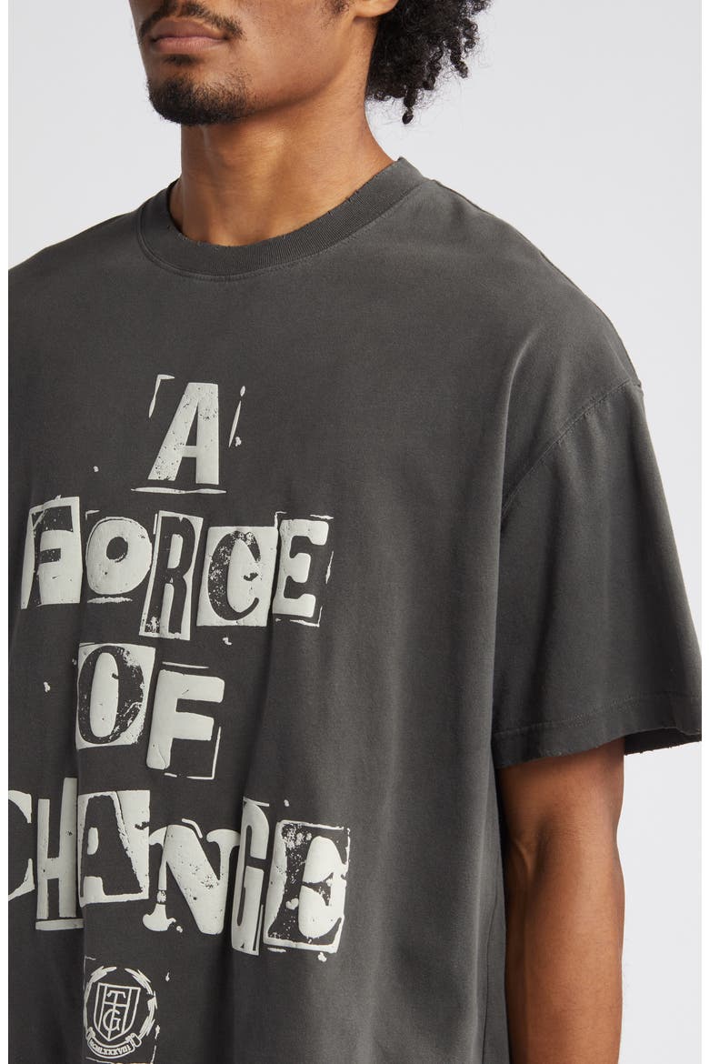 A Force of Change Oversize Cotton Graphic T-Shirt, Alternate, color, BLACK