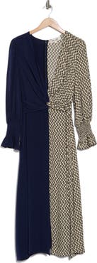 DVF Michelle Long Sleeve Colorblock Dress