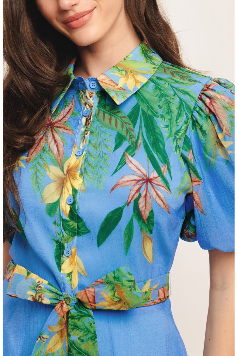 Floral Midi Shirtdress, Alternate, color, BLUE