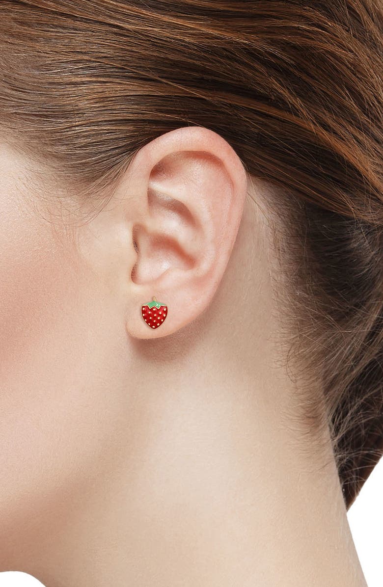 Lily Nily Kids' Strawberry Pendant Necklace & Stud Earrings Set, Alternate, color, Gold/Red