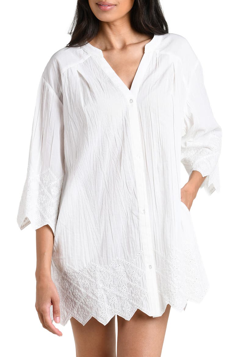 Crinkle Collective Cover-Up Minidress, Main, color, WHITE