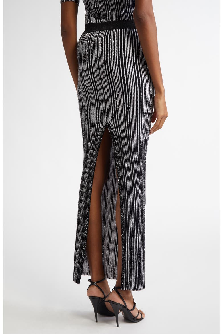 Shimmer Sequin Stripe Maxi Skirt, Alternate, color, WHITE AND BLACK