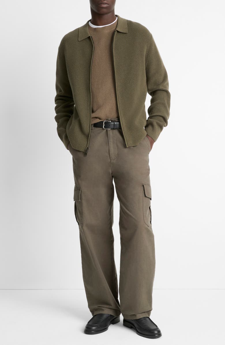 Vince Wool Blend Zip Cardigan, Alternate, color, Olive Leaf