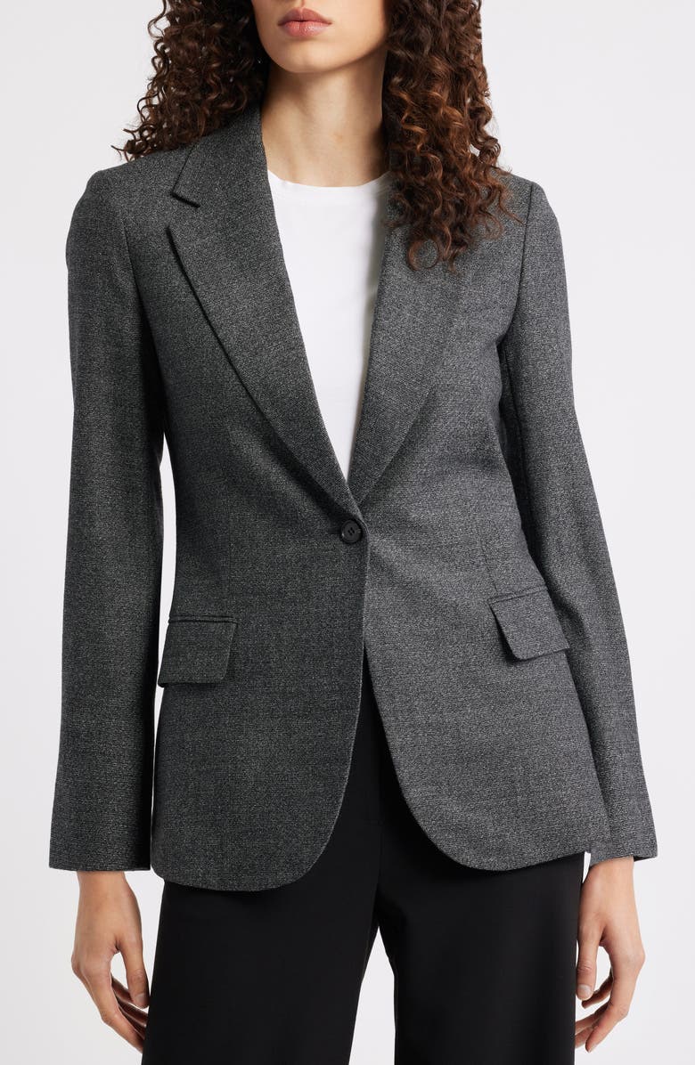 Theory Lynnia Marled One-Button Virgin Wool Blazer, Alternate, color, Pepper Multi