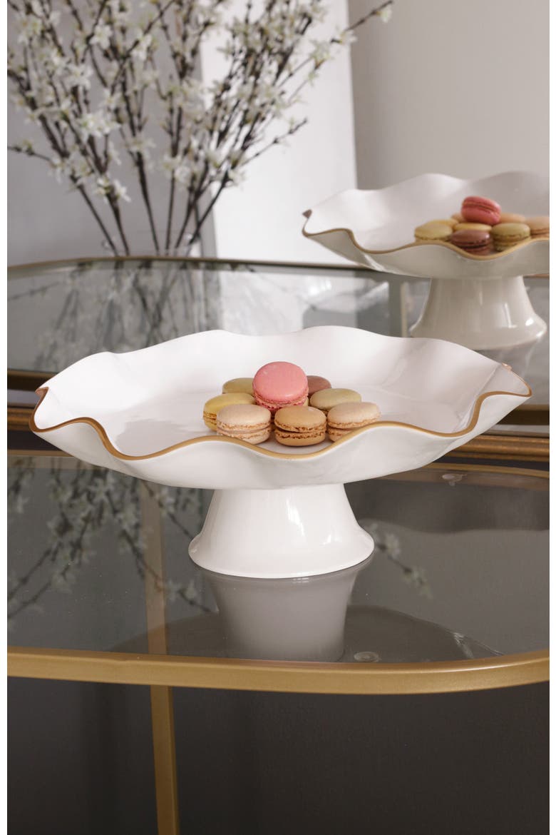 Encanto Carola Pedestal Cake Plate, Alternate, color, Cream and White