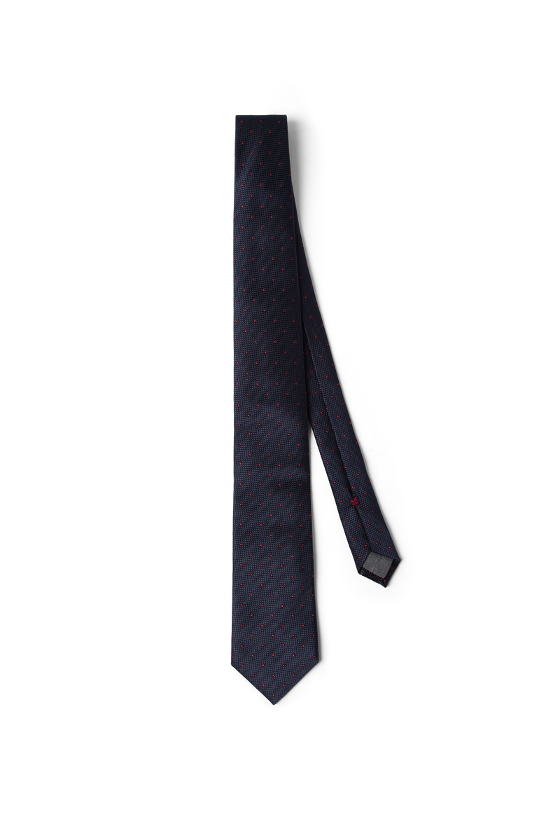 Brunello Cucinelli Spotted silk tie, Main, color, Blue