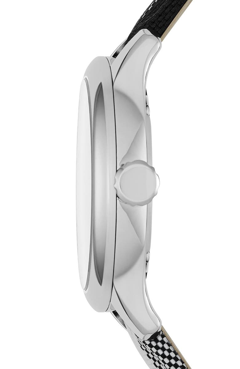 Burberry Check Stamped Leather Strap Watch, 32mm, Alternate, color, 