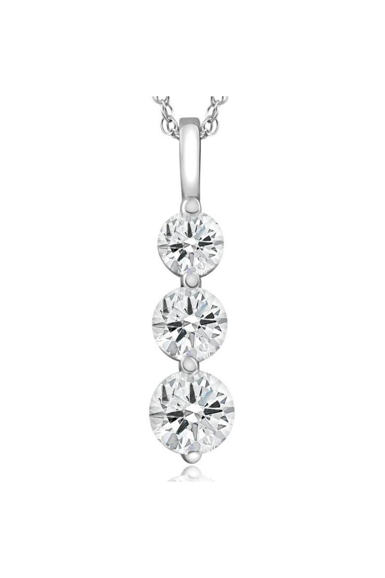 2 Ct Three Diamond Pendant 14K Gold 3 Stone Lab Grown Necklace, Main, color, 14k White Gold