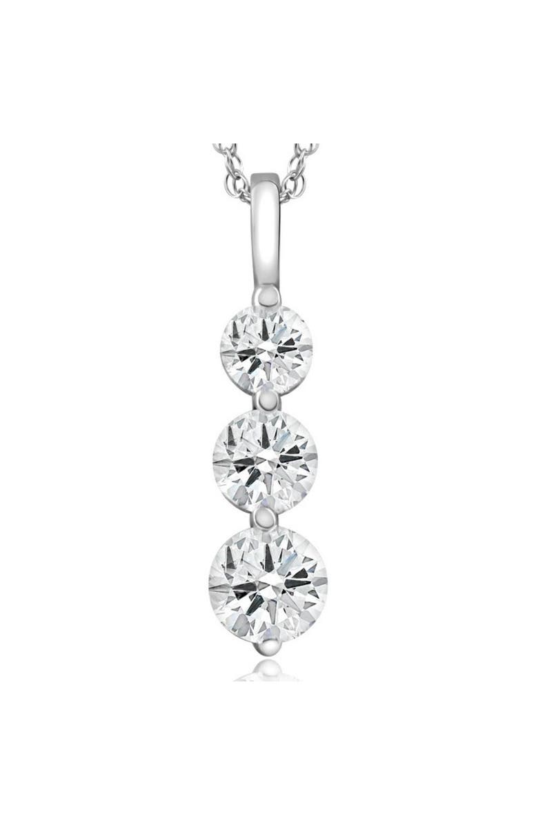 Bliss Diamond 2 Ct Three Diamond Pendant 14K Gold 3 Stone Lab Grown Necklace, Main, color, 14K White Gold