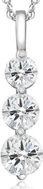 Bliss Diamond 2 Ct Three Diamond Pendant 14K Gold 3 Stone Lab Grown Necklace