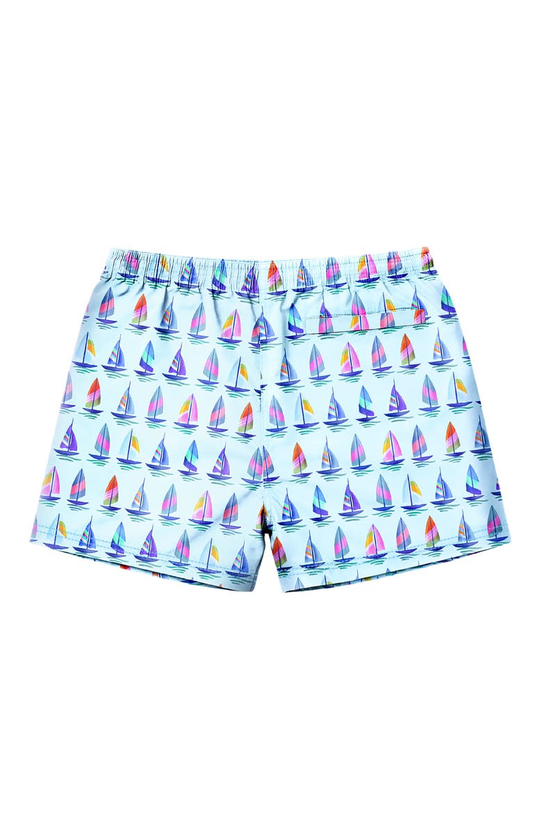 Limeapple Boys Sailboat Print Board Shorts, Alternate, color, Multicolor