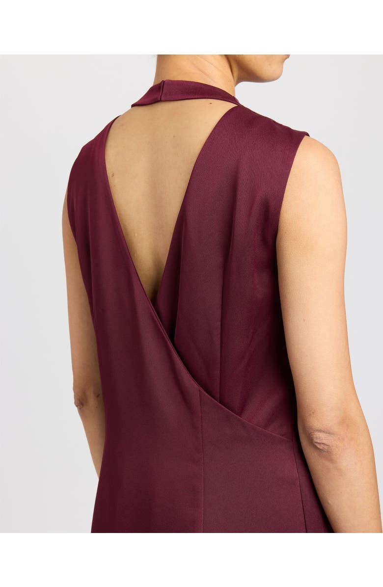 Santorelli AMINA Mock Neck Shift Dress in Fluid Crepe, Alternate, color, Burgundy