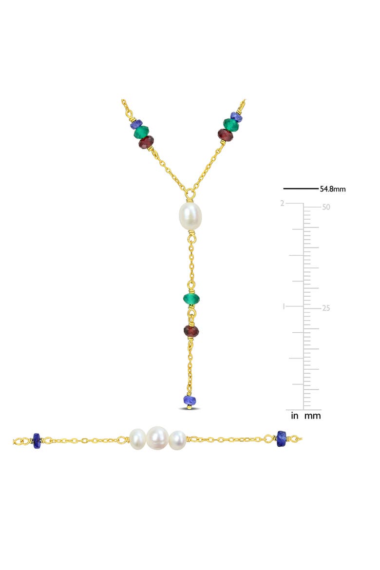 Cultured Freshwater Pearl Lariat Necklace, Alternate, color, GOLD MULTI