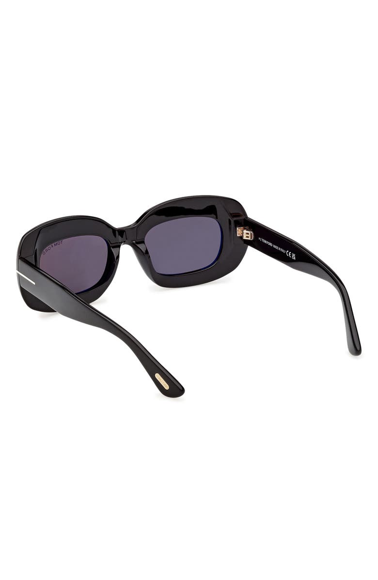 TOM FORD Islay 50mm Small Rectangular Sunglasses, Alternate, color, Shiny Black / Smoke