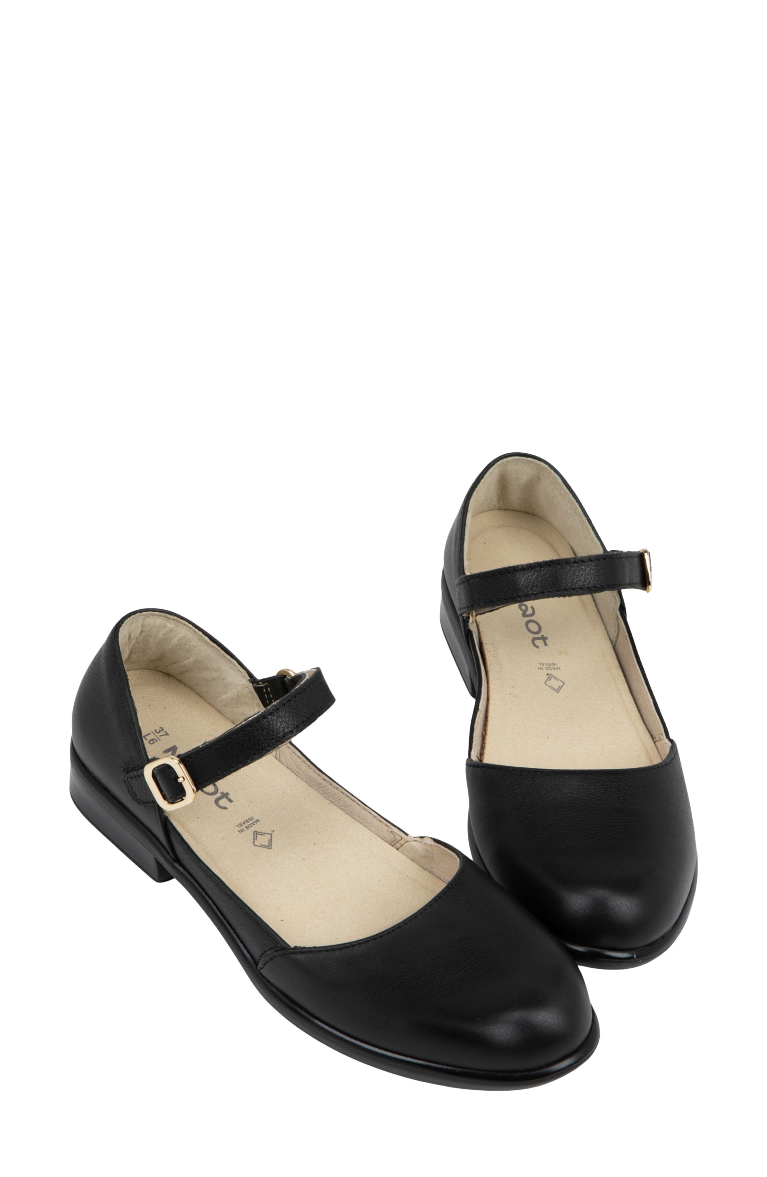 Aniham Ankle Strap Flat, Alternate, color, BLACK LEATHER