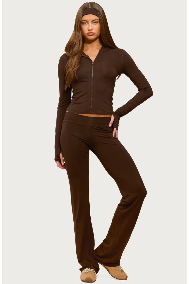 Callan Crop Zip Hoodie, Alternate, color, BROWN