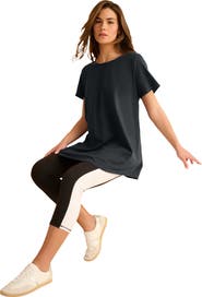 Roaman's Plus Size Soft Sculpt Colorblock Pull On Capri Leggings