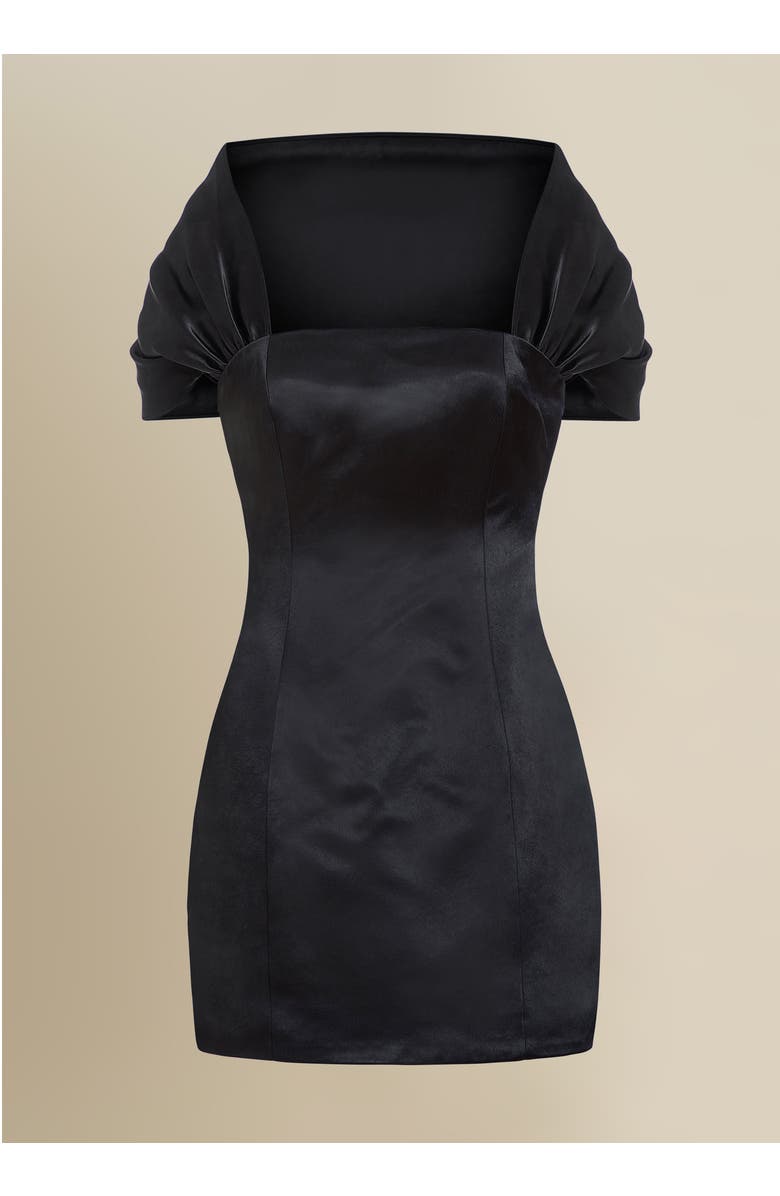 Contessa Mills Tarot Shiny Fitted Versatile Satin Dress, Main, color, Black