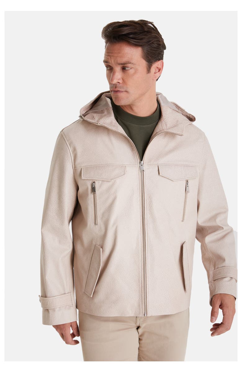 FURNIQ UK Adrian Leather Jacket, Main, color, Beige