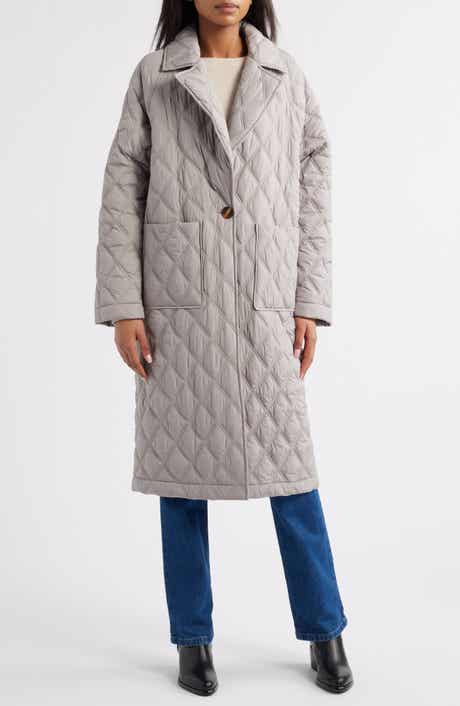 Bernardo Diamond Quilted Long Coat