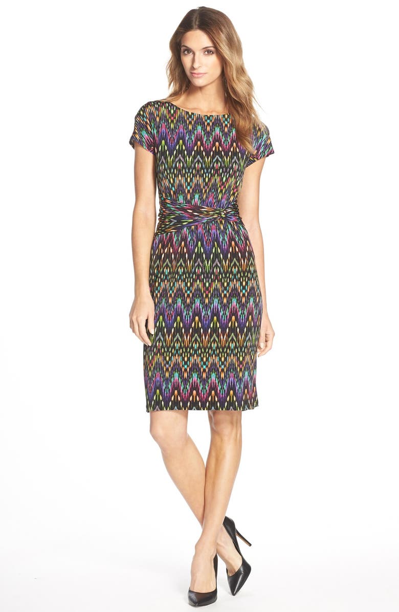 Ellen Tracy Print Jersey Sheath Dress, Alternate, color, 